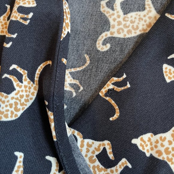 J Crew Navy Leopard Tie Wrap Dress - Picture 5 of 5